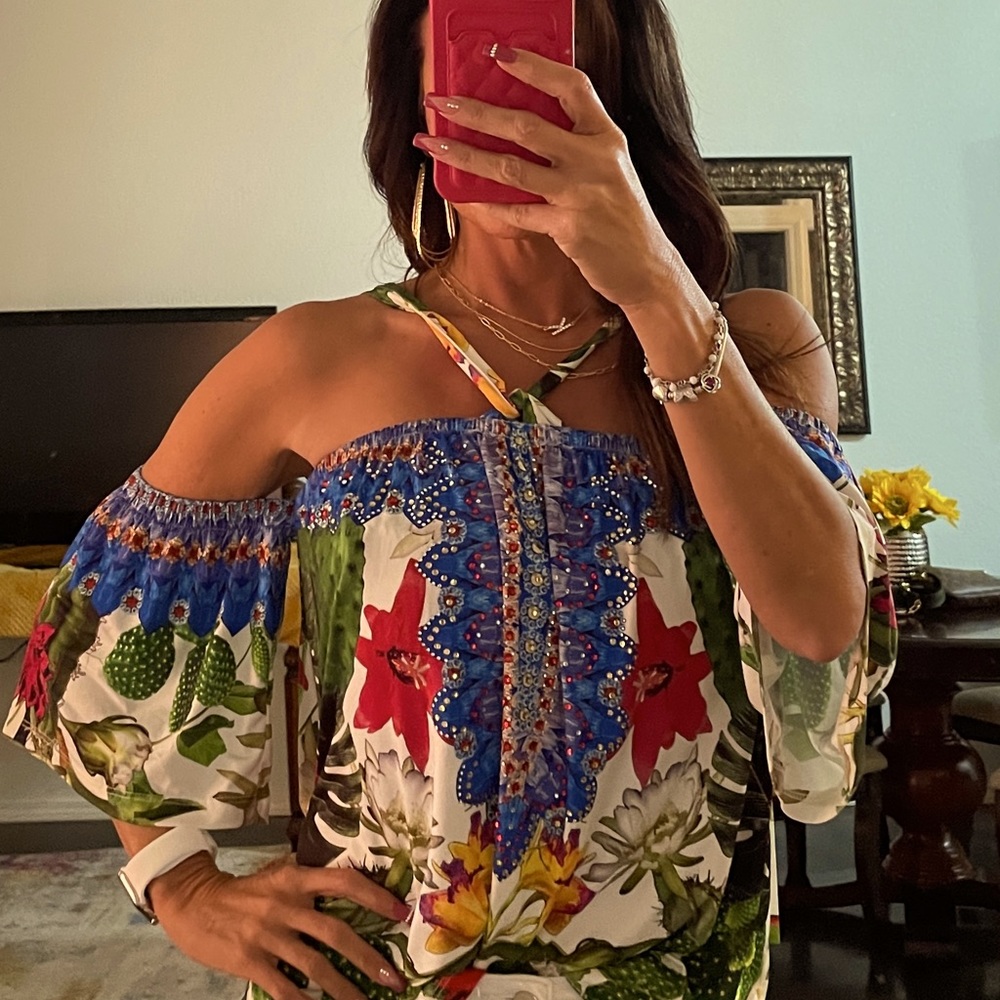 Off the shoulder silk top
